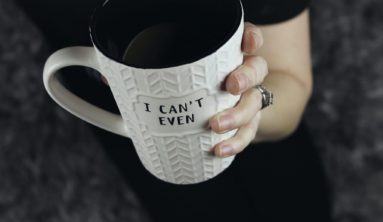 white and black I Can't Even ceramic mug